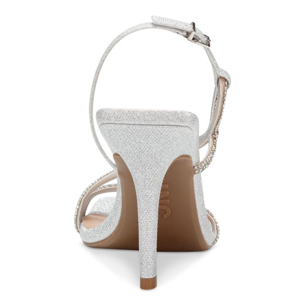 INC Womens Silver Embellished Kira Square Toe Stiletto Heeled Sandal 5.5 M - Picture 3 of 4